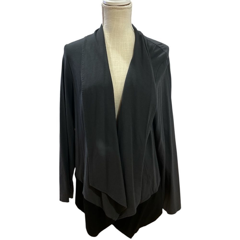 Eileen Fisher Open and Draped Front Cardigan in Gray/Black Size 1X